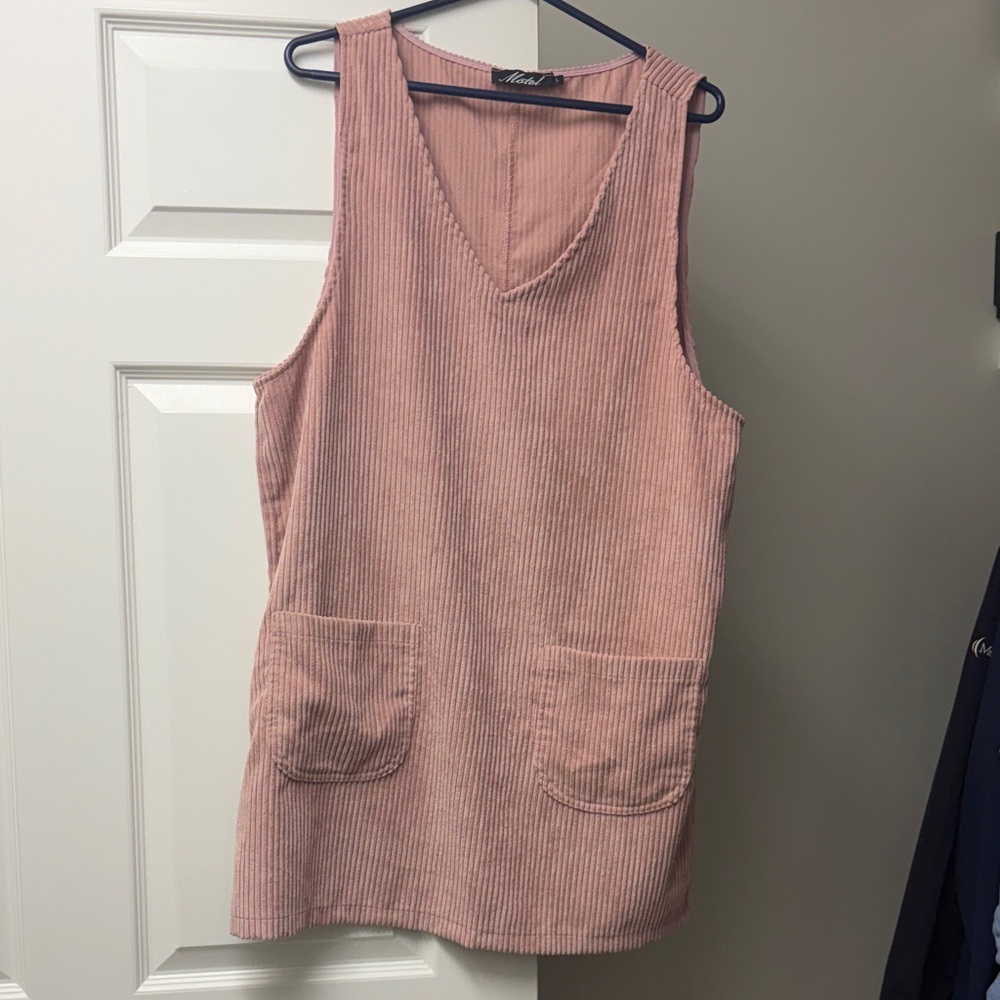 Pink Corduroy Sleeveless Dress